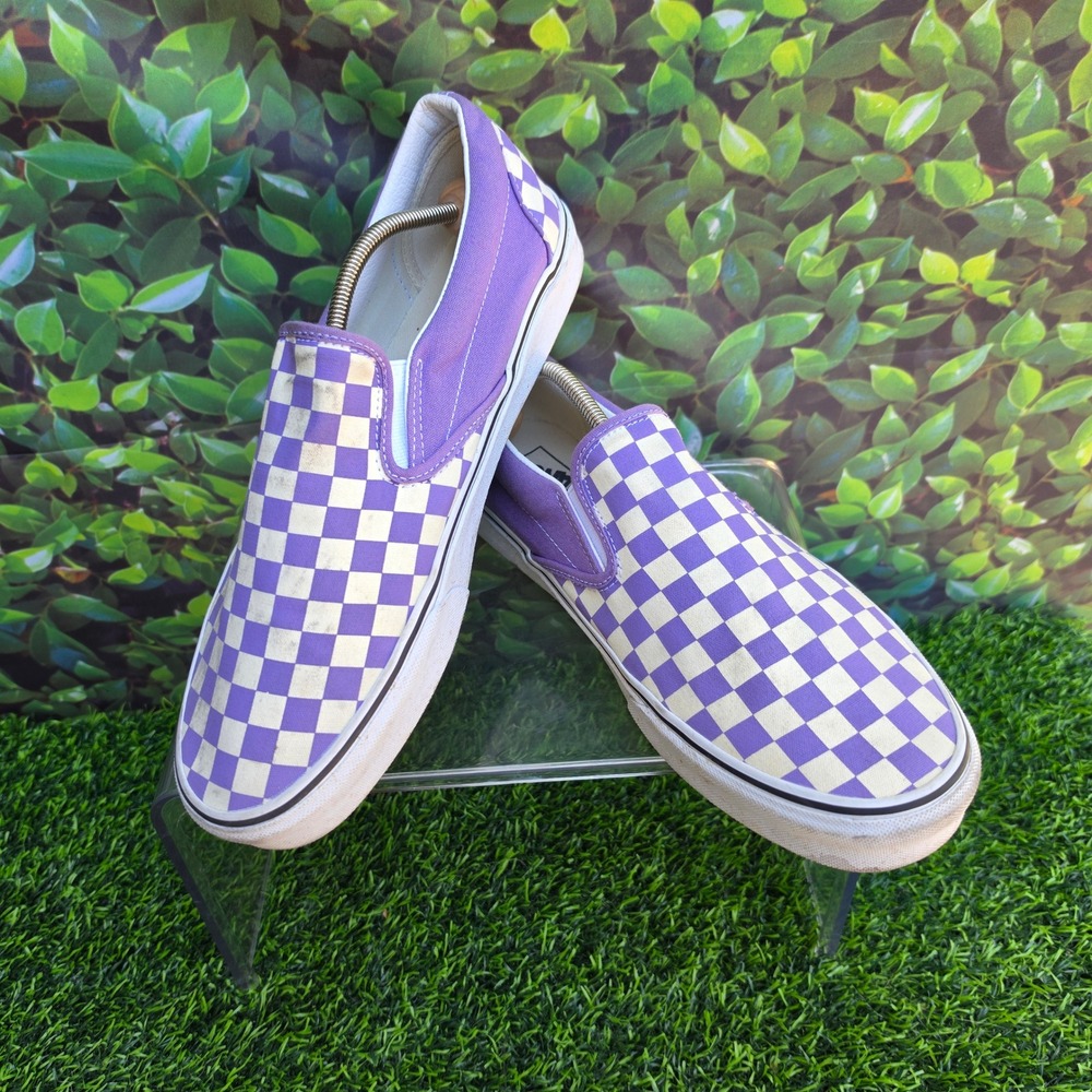 Vans Classic Slip On Checkerboard Purple White Mens 12 Sneakers 500714